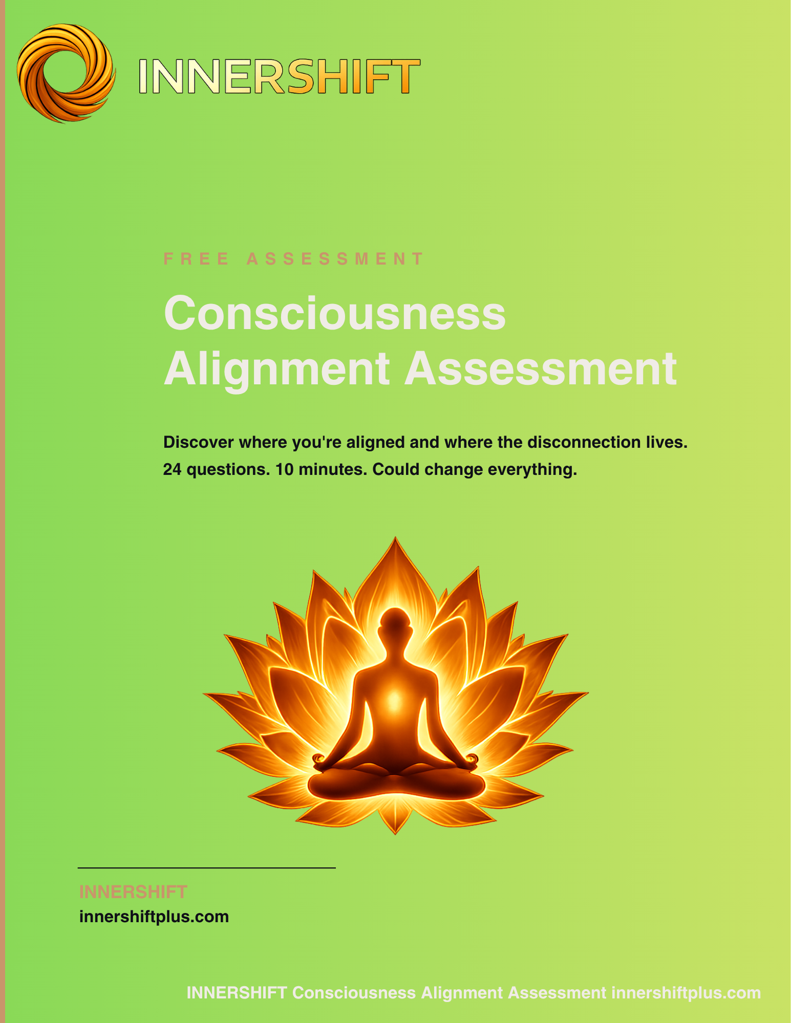 Consciousness Alignment Assessment cover — discover where you're aligned and where the disconnection lives. 24 questions, 10 minutes.